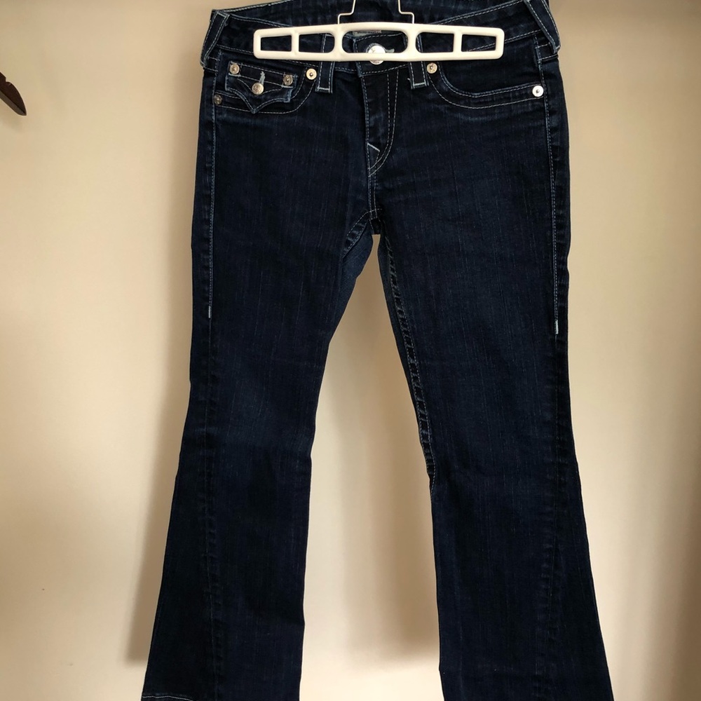 True religion bedazzled back pocket flare jeans